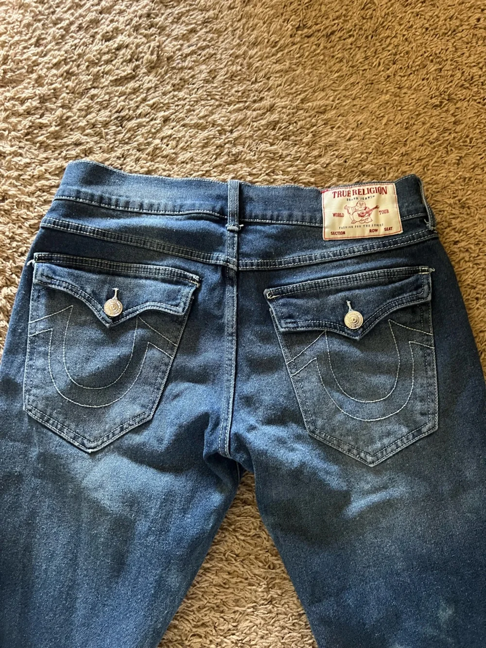 True Religion High-Rise Dark Blue Back-Pocket Jeans